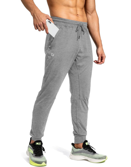 G Gradual Men's Sweatpants with Zipper Pockets Athletic Pants Traning Track Pants Joggers for Men Soccer, Running, Workout(Heathered Pitch Gray Light,XXL)