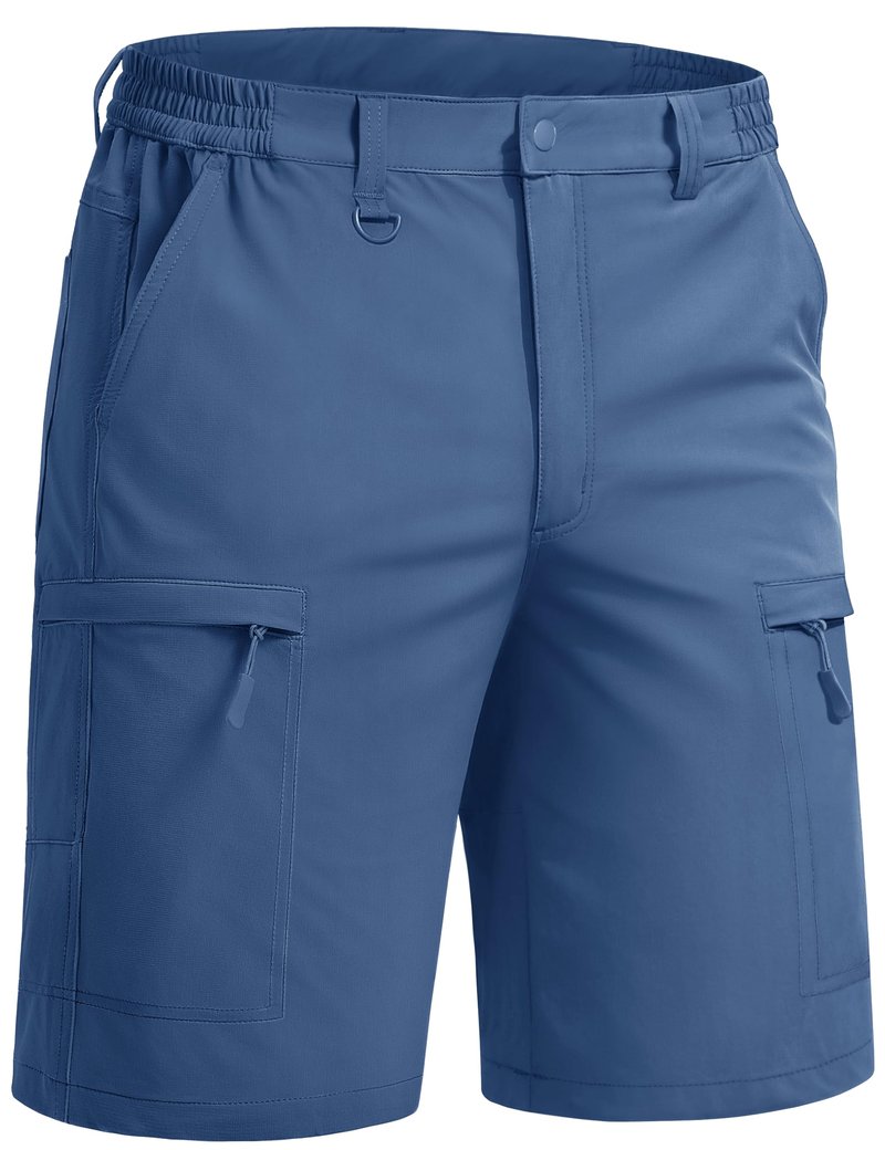 TACVASEN Mens Hiking Shorts Quick Dry Golf Cargo Lightweight Elastic Waist Travel Fishing Shorts with Pockets Blue Grey