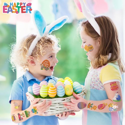 Easter Tattoos for Kids - 80 PCS Easter Basket Stuffers - Egg Fillers Stickers for Boys Girls,Easter Gifts Toys for Teens | Easter Games Crafts Party Favors for Adults,Easter Dresses Outfit Shirts
