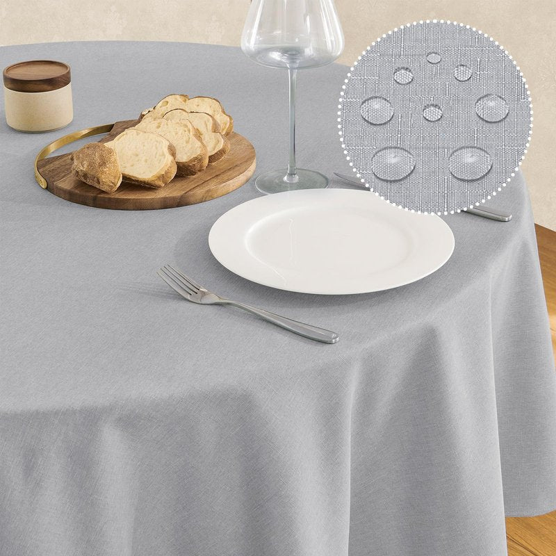 Veblandy Tablecloth Linen Textured Waterproof & Stain Resistant Table Cloth Wrinkle Free Decorative Fabric Farmhouse Table Cover for Dining/Party/Buffet/Wedding, 60 x 60 Inch, Light Grey