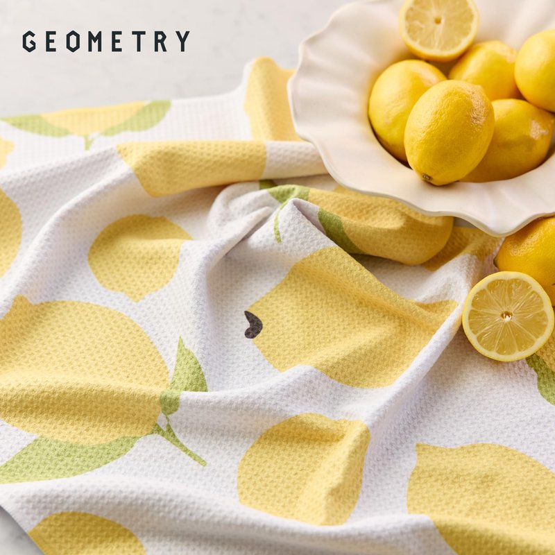 GEOMETRY Kitchen Tea Towels - Quick Dry Microfiber Dish Towels for Kitchen Sunny Lemons, 18" x 30" 1 Pack