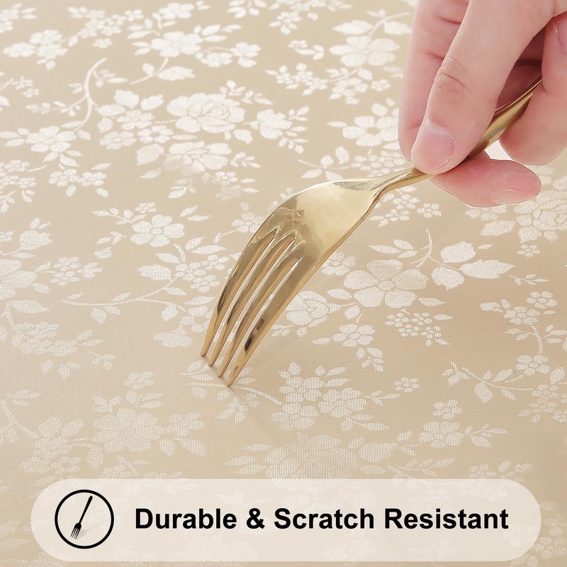 Smiry Rectangle Table Cloth, Waterproof Heavy Duty Vinyl Tablecloths, Wipeable Washable Table Cover for Kitchen and Dining Room (Beige, 70" X 108")