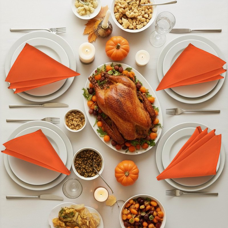 Utopia Home Orange Cloth Napkins (12 Pack, 20x20 Inches), Thanksgiving Ideal Fall Dinner Napkins for Halloween, Thanksgiving, Party, Wedding and Lunch/Dinner