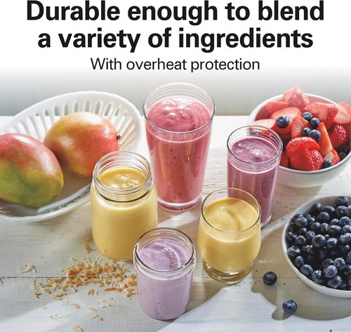 Hamilton Beach Portable Blender - 14 Oz BPA-Free Travel Cup & Lid | Durable Stainless Steel Blades for Smoothies
