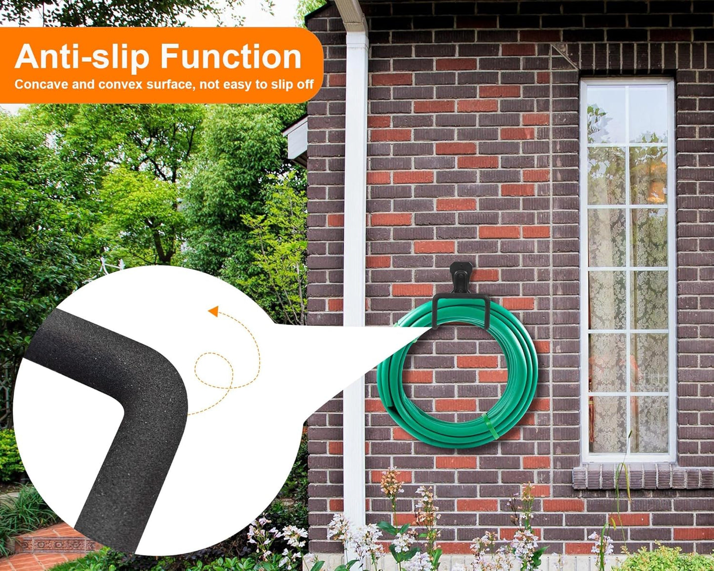 PeoMev Metal Garden Hose Holder - Heavy Duty Wall-Mounted Hose Hanger for Outdoor Use | Sturdy Hose Hooks