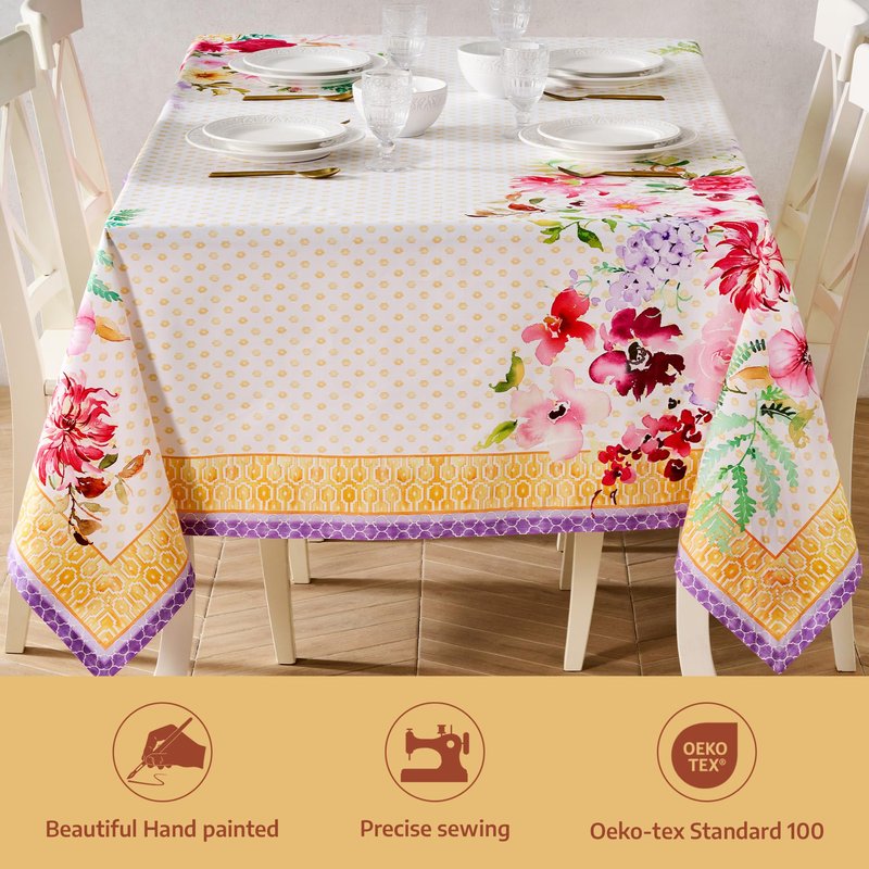 Maison d' Hermine Premium Table Cloth Rectangle Table 100% Combed Cotton 108 x 70 Inches Tablecloth Reusable Decorative for Dining Room, Farmhouse, Home, Party, Festive & Wedding - Summer Joy
