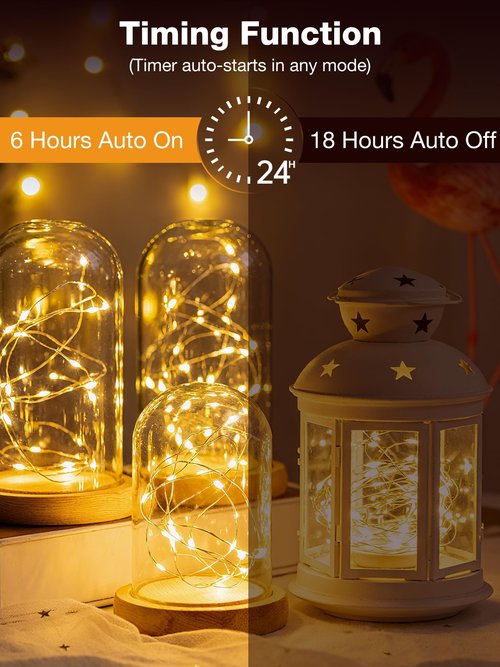 Fairdeer 6Pack Fairy Lights with Timer, 7ft 20 LED Twinkle Light Battery Operated 3 Modes, Mini String Lights for Christmas Trees Wreath Party DIY Mason Jars Bottles Decor, Warm White