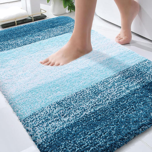 OLANLY Bathroom Rugs - Extra Soft Microfiber Mat with Rubber Backing | Quick Dry, Washable, 30x20, Peacock Blue