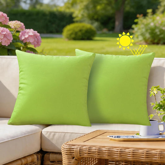 VAKADO Outdoor Waterproof Throw Pillow Covers - Set of 2 Decorative Green 18x18 Cushion Cases for Patio & Garden