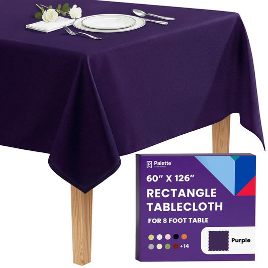 Gee Di Moda Rectangle Tablecloth - 60 x 126 Inch Purple Table Cloth for 8 Foot Rectangle Tables - Heavy Duty Washable Fabric - for Holiday Party, Dinner, Weddings, Baby Shower & Events