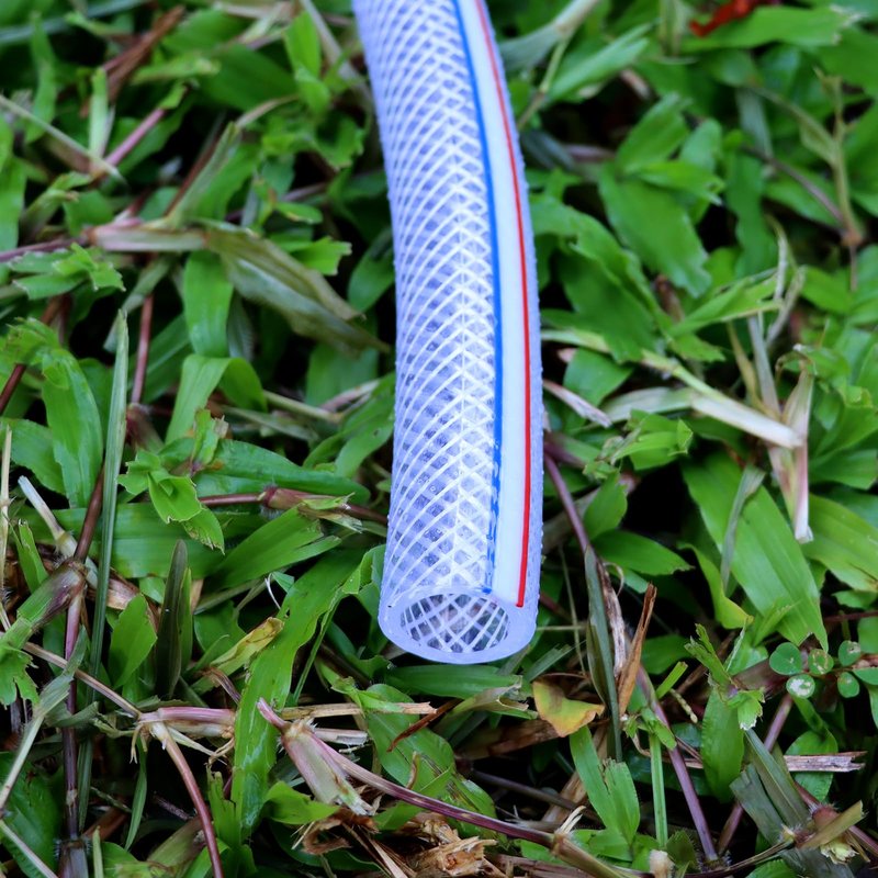 DERPIPE Soft Braided PVC Tubing - 1/2" x 3/4" OD High Pressure Clear Flexible PVC Tube Reinforced Vinyl Hose for Water, Oil with 2pcs Hose Clamps (10Ft)