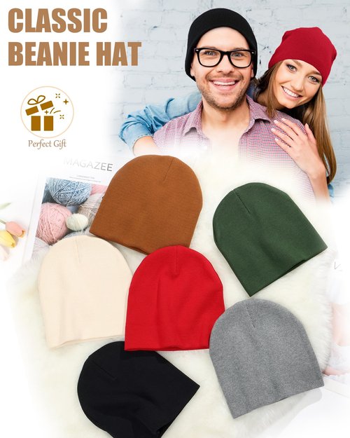 choshion 100% Cotton Beanie Hat, Cuffless Beanies Warm Knit Winter Skull Cap, Unisex Soft Fisherman Hats for Women Men