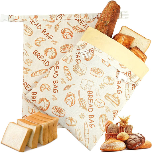 Skiennix Reusable Beeswax Bread Bags - Eco-Friendly Food Storage for Sourdough & Homemade Bread | 2 Pack, Large Capacity