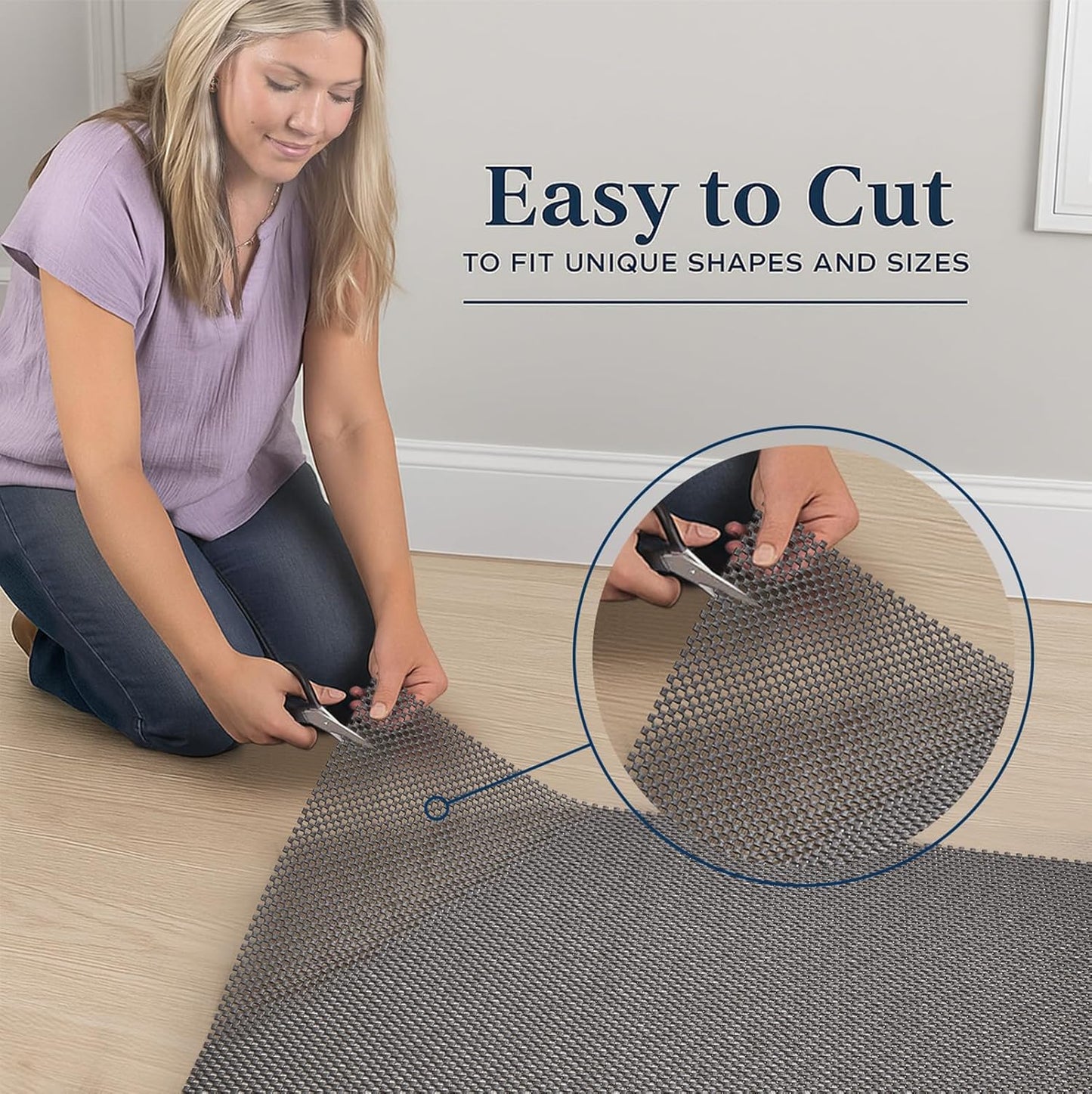 Veken Non-Slip Rug Pad Gripper - Thick Dark Grey 5x8 Ft for Hardwood & Tile Floors