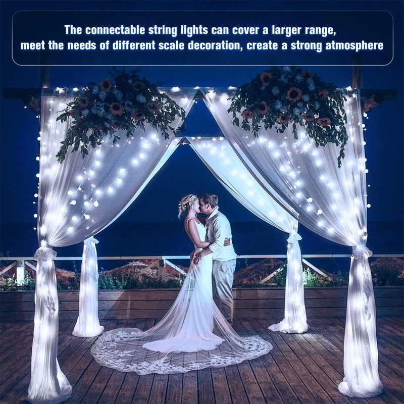 JMEXSUSS 100ft Globe String Lights Indoor Outdoor Waterproof, 200 LED White Christmas Fairy Lights Plug in with Remote, Connectable Hanging Lights for Bedroom Patio Holiday Tree Party Christmas Decor