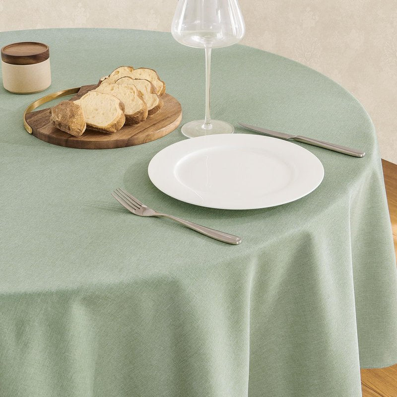 Veblandy Tablecloth Linen Textured Waterproof & Stain Resistant Table Cloth Wrinkle Free Decorative Fabric Farmhouse Table Cover for Dining/Party/Buffet/Wedding, 60 x 60 Inch, Sage Green