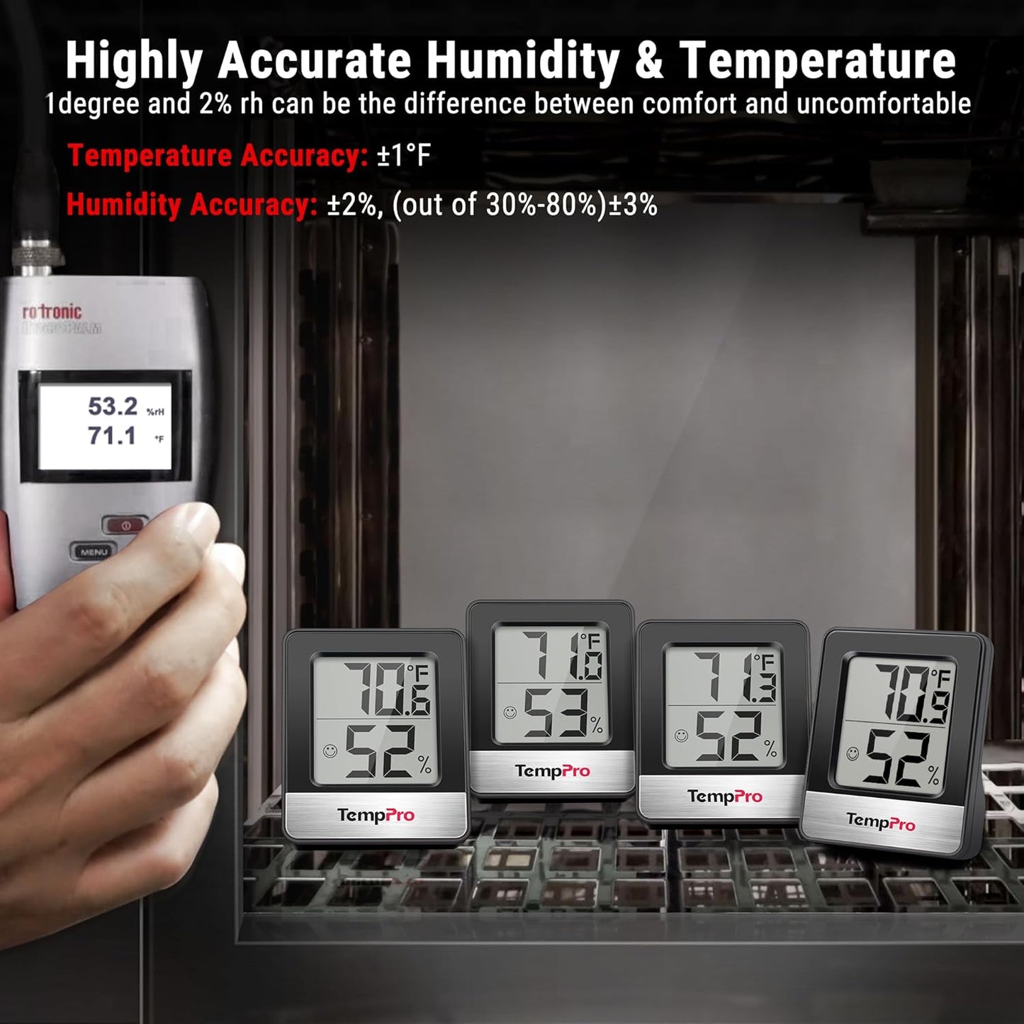 TempPro TP49 Digital Hygrometer - Accurate Indoor Thermometer & Humidity Monitor | Compact Design