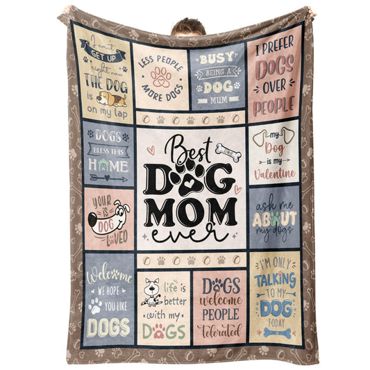 SteadStyle Dog Mom Gifts for Women – Best Ever Blanket for Pet Lovers, Funny Canine-Inspired Throw for Women, Cozy Present for Dog Owners on Birthday, Christmas, or Mother’s Day 60" x 50"