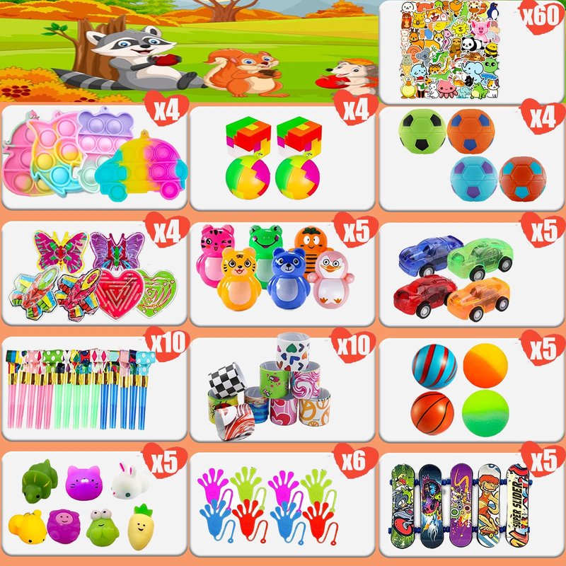 YOAUSHY 127 Pcs Party Favors for Kids, Easter Egg Fillers, Treasure Box Toys for Classroom, Prizes Box Toys Classroom, Goodie Bags Stuffer Pinata Fillers, Treasure Chest Toys