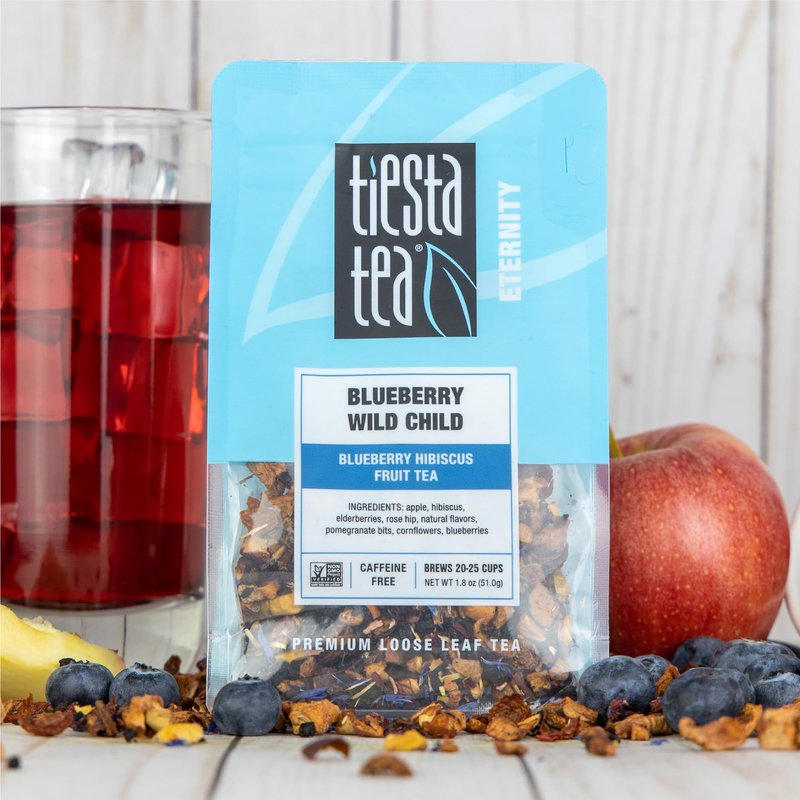 Tiesta Tea Blueberry Wild Child, Mother's Day Loose Leaf, Blueberry Hibiscus Herbal Tea, Premium Non-Caffeinated Fruit Blend, Make Hot or Iced & Brews Up to 25 Cups, 1.8 Ounce Resealable Pouch