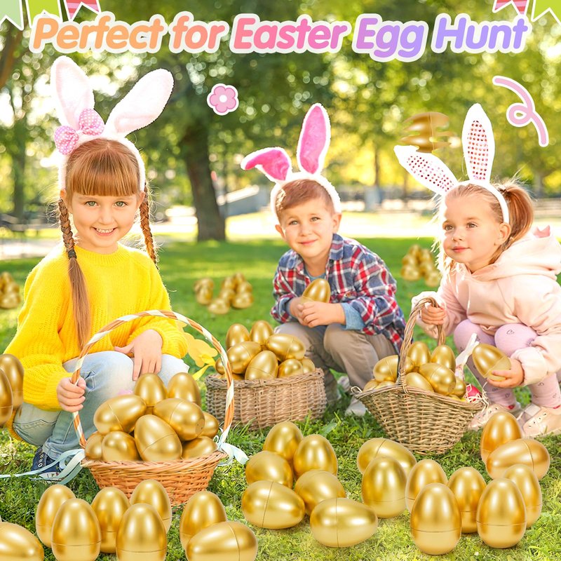 SevenQ Easter Eggs Fillers with Bunny Hair Clips Colorful 24 Pack, Easter Basket Stuffers Party Favors Gift Bags for Kids Cute Stuff Plush Fidget Toys Classroom Treasure Box Egg Hunt Games Supplies