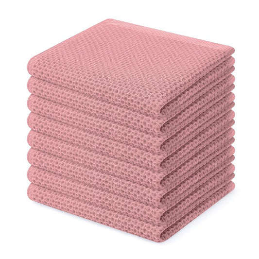 Homaxy 100% Cotton Waffle Weave Kitchen Dish Cloths, Ultra Soft Absorbent Quick Drying Dish Towels, 12 x 12 Inches, 8-Pack, Dried Rose