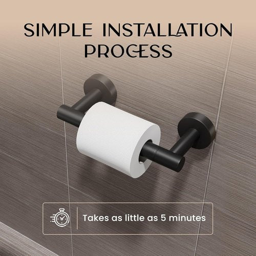 Day Moon™ Toilet Paper Holder - Modern Wall-Mounted Roll Holder - Classic Black Finish - 1 Pack