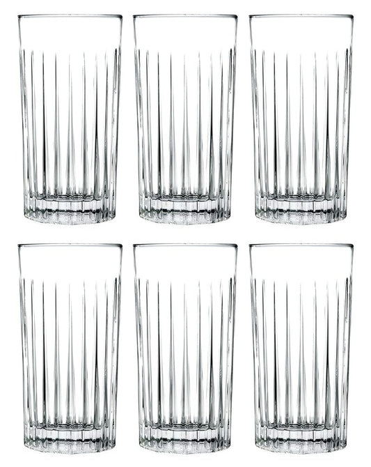 Barski Highball - Glass - Set of 6 - Hiball Glasses - Crystal Glass - Beautifully Designed - Drinking Tumblers - for Water, Juice, Wine, Beer and Cocktails - 15 oz Made in Europe