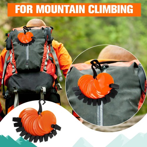 Konohan 48 Pcs Trail Markers with Clips Round Reflective Tacks for Hunting Reflective Tree Tacks Trail Marking Ribbon with Clips Orange High-Visibility Tree Trail Markers for Outdoor Hiking