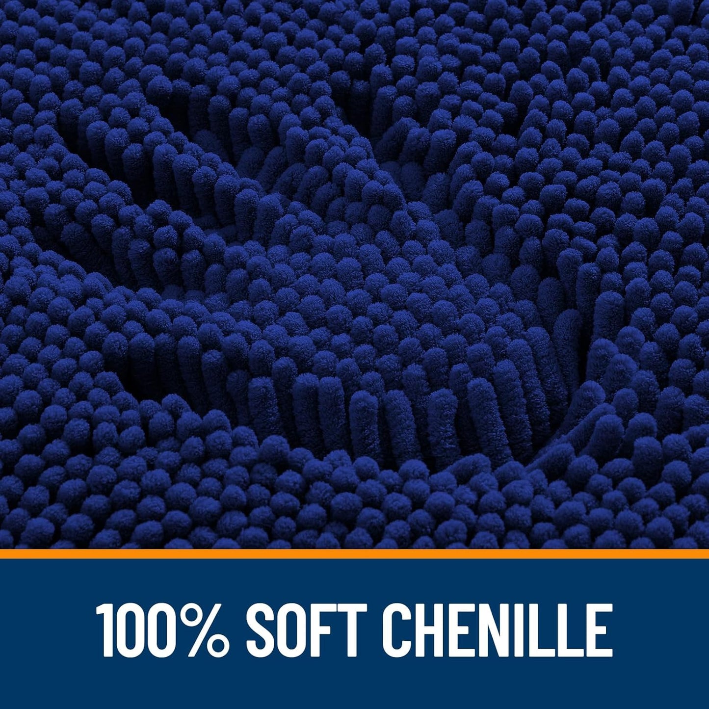OLANLY Bath Rugs - Extra Soft Chenille, Quick Dry & Absorbent | 36x24 Navy Machine Washable Mats