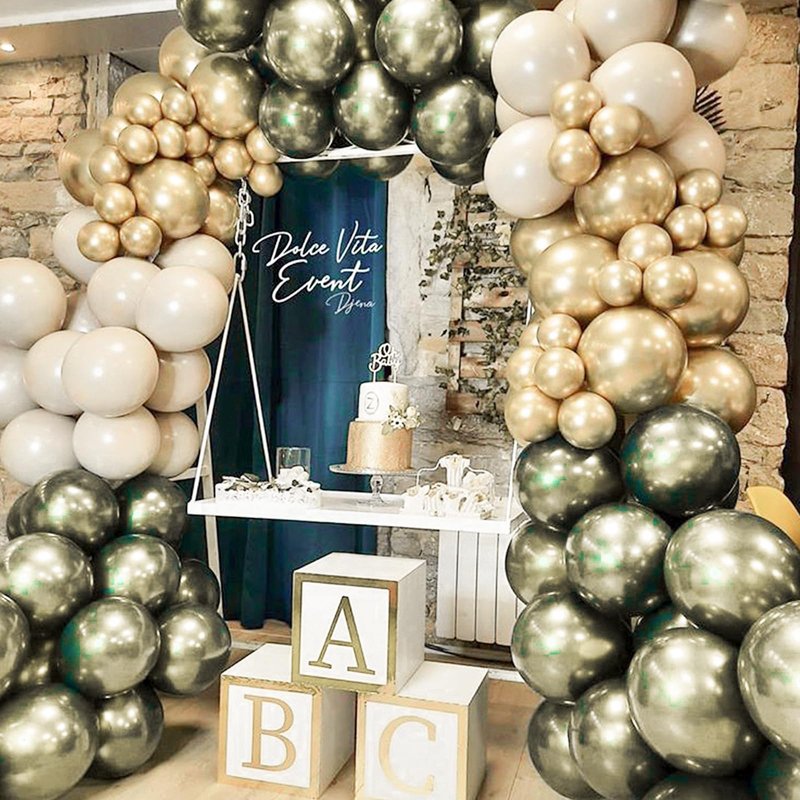 PartyWoo Metallic Green Balloons 50pcs 12 Inch Metallic Sage Olive Green Boho Neutral Balloons for Graduation Wedding Engagement Baby Shower Woodland Jungle Birthday Party Decorations Green-G126