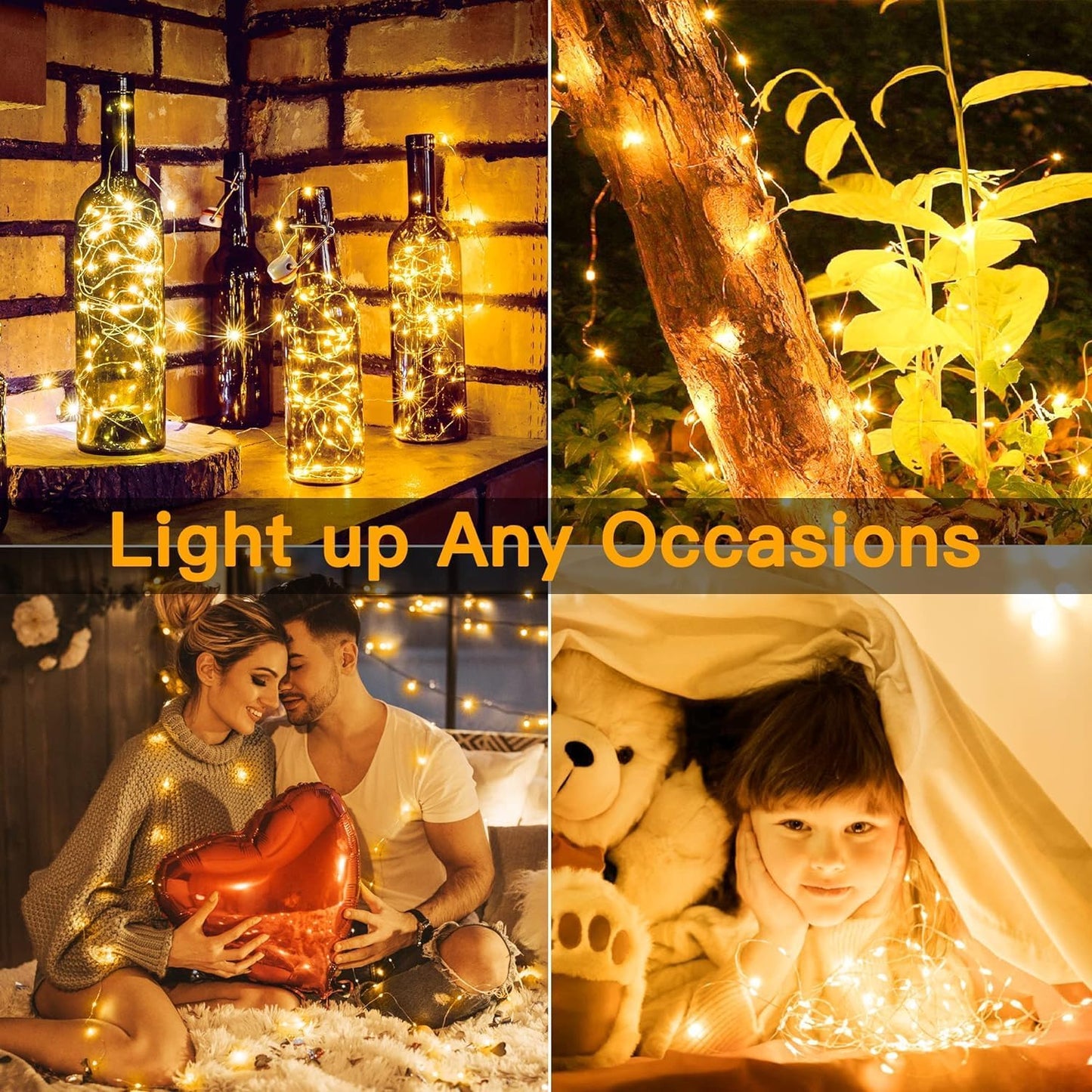 Skiennix 6 Pack Battery Operated Fairy Lights - 7ft 20 LED Mini Twinkle String Lights | Warm White Silver Wire for Weddings & Parties