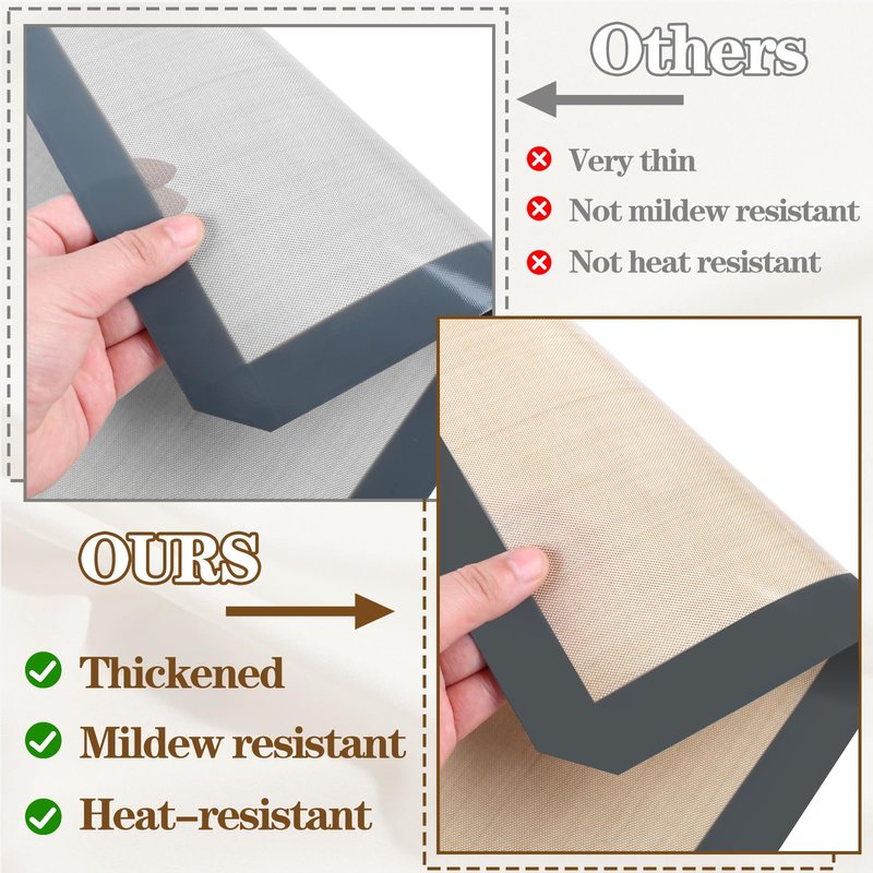 Ninsula Silicon Baking Mats, 16.5"x11.6" 2-Pack Reusable Silicon Baking Mat Sheet, Baking Sheets Non-Stick, Food Safe Baking Mats Can Be Used For Baking Cookies, Bread, Pizzas