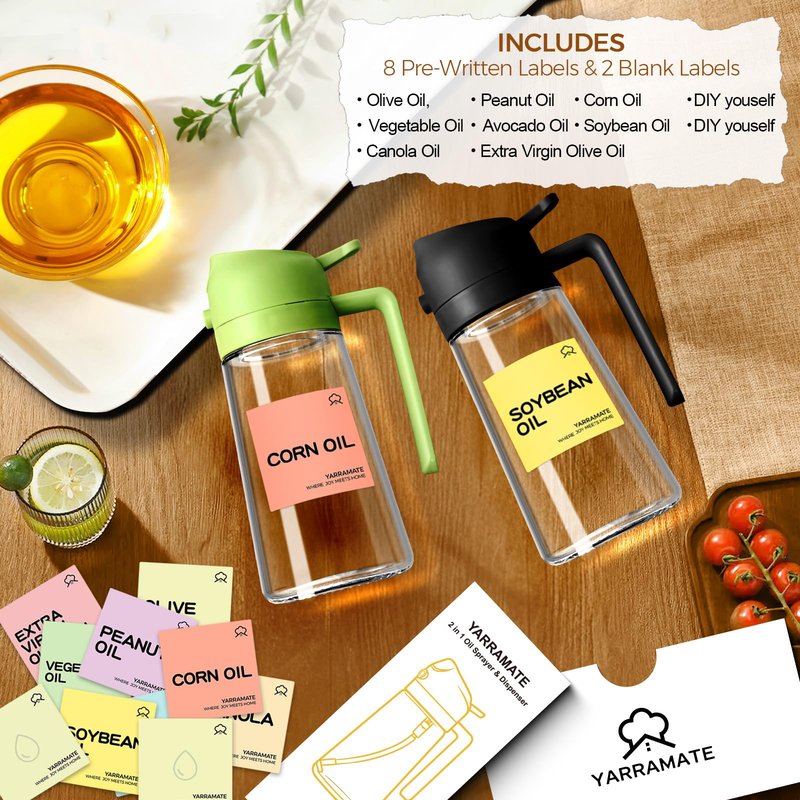 YARRAMATE 20 Color Labels for Oil Sprayer Bottles, Stickers for Oil,Sauce and More