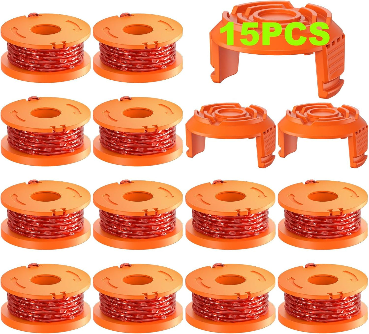 Worx 15-Pack Trimmer Spool Line - Replacement Weed Wacker String | 0.065'' Refills for String Trimmers