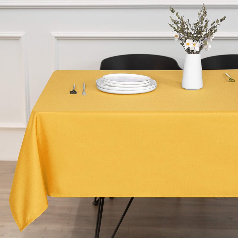 sancua Rectangle Tablecloth - 90 x 156 Inch - Water Resistant Spill Proof Washable Polyester Table Cloth, Decorative Fabric Table Cover for Dining Tables, Buffet Parties and Camping, Yellow