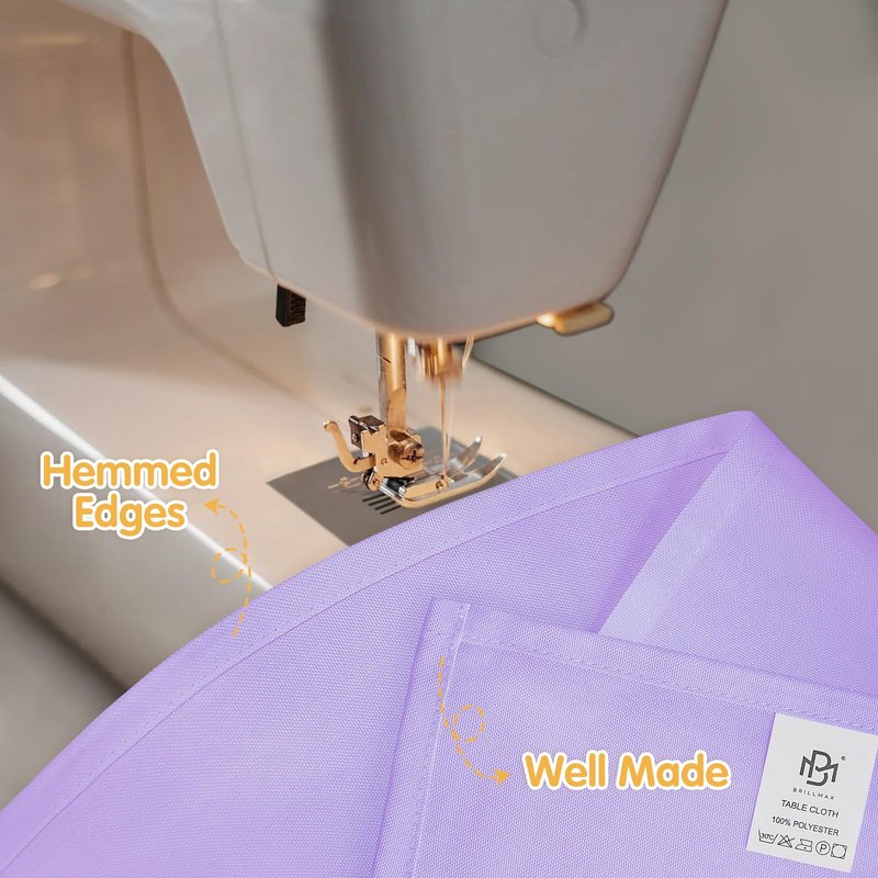 BRILLMAX 8 Pack Lavender Tablecloths 70 x 120 Inch for 6ft & 8ft Rectangle Tables - 150 GSM Polyester Fabric, Universal Fit, Water, Stain & Wrinkle Resistant Cloth Cover for Wedding Banquet Dining