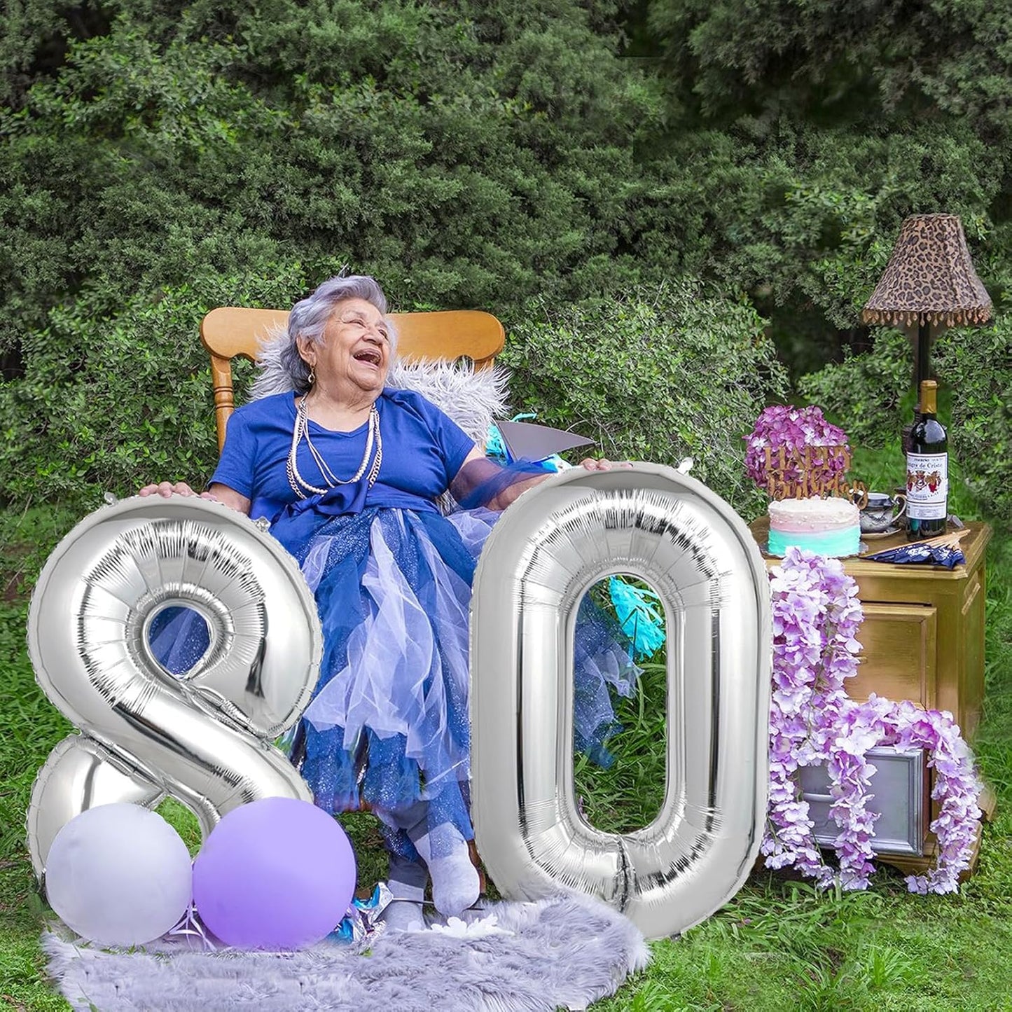 Number Balloons | Giant Silver 80 Balloon - 40 Inch for 80th Birthday & Anniversary Celebrations