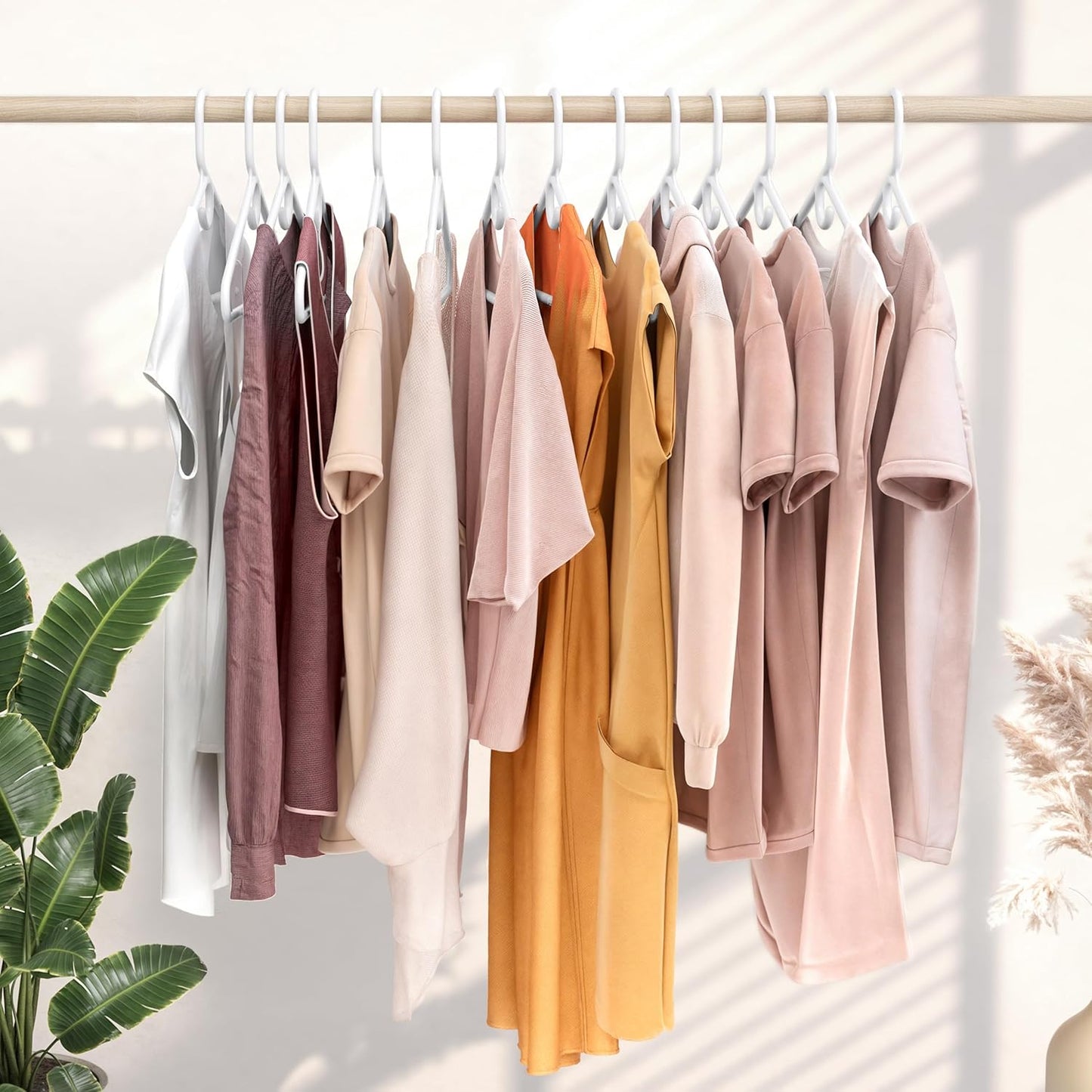 Neaterize Heavy Duty Clothes Hangers - 24 Pack White Plastic Hangers for Coats, Jackets & Suits
