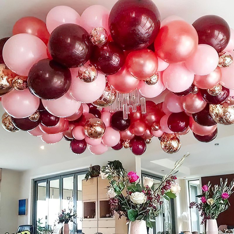 PartyWoo Burgundy Balloons 50pcs 12 Inch Dark Chestnut Red Maroon Helium Balloons for Graduation Wedding Thanksgiving Birthday Bachelorette Citizenship Strawberry Theme Party Decorations Red-Y62