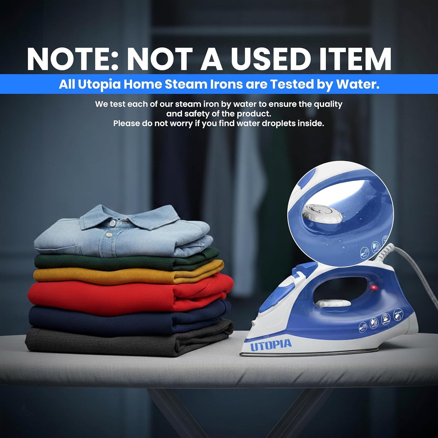 Utopia Home Steam Iron - 1200W Non-Stick Soleplate Clothes Iron | 2.3m Cord, Adjustable Thermostat, Safety Features