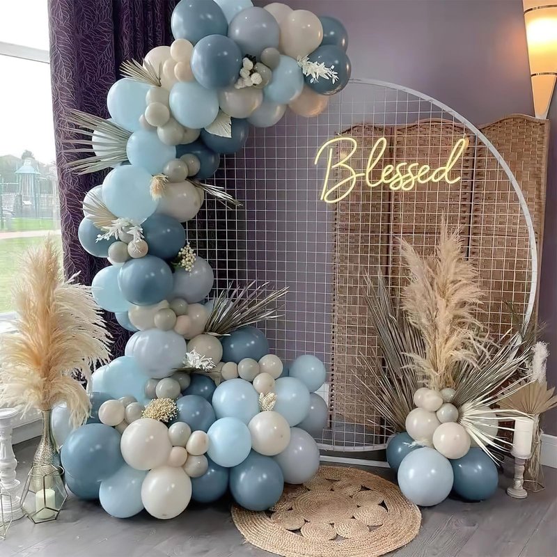 PartyWoo Dusty Blue Balloons 101pcs 12 Inch Light Blue Aqua Boho Latex Helium Balloons for Wedding Graduation Baby Shower Gender Reveal Bachelorette Birthday Under The Sea Party Decorations Blue-F28