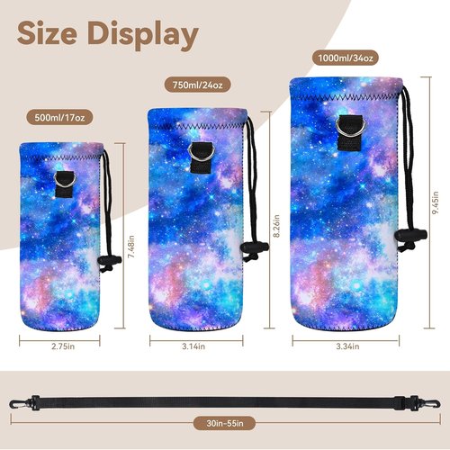 Insulated Neoprene Water Bottle Carrier Sling for 24oz/32oz Bottles - AUPET with Shoulder Strap