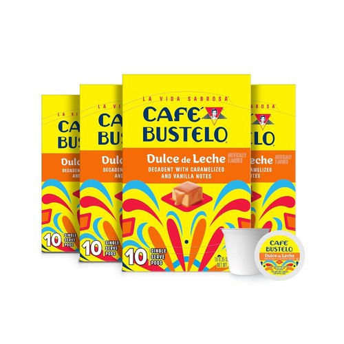 Café Bustelo Coffee Pods - Dulce de Leche Flavor - Single Serve, 10 Count (Pack of 6)