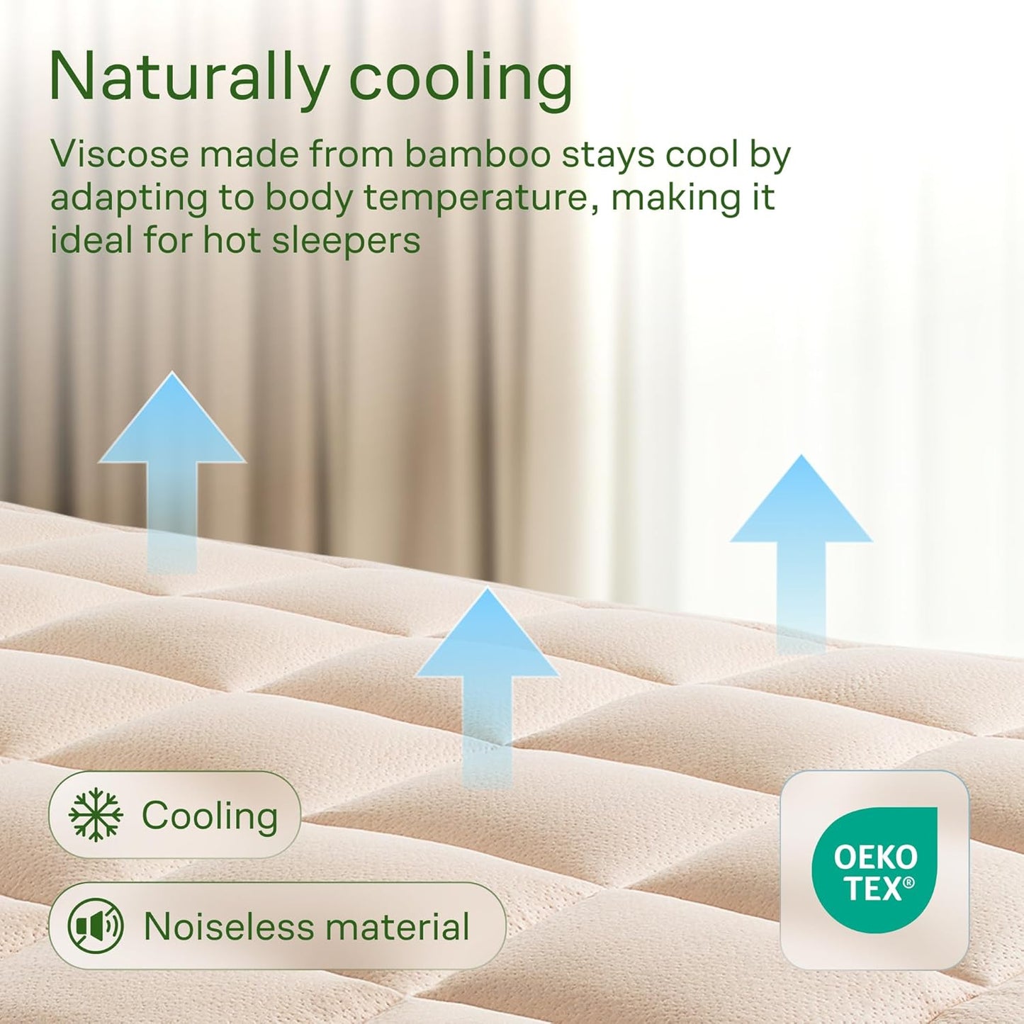 Niagara Sleep Solution Ultra Soft Full Size Mattress Topper - Bamboo Viscose Pillow Top for Back Pain Relief | Naturally Cooling, Beige