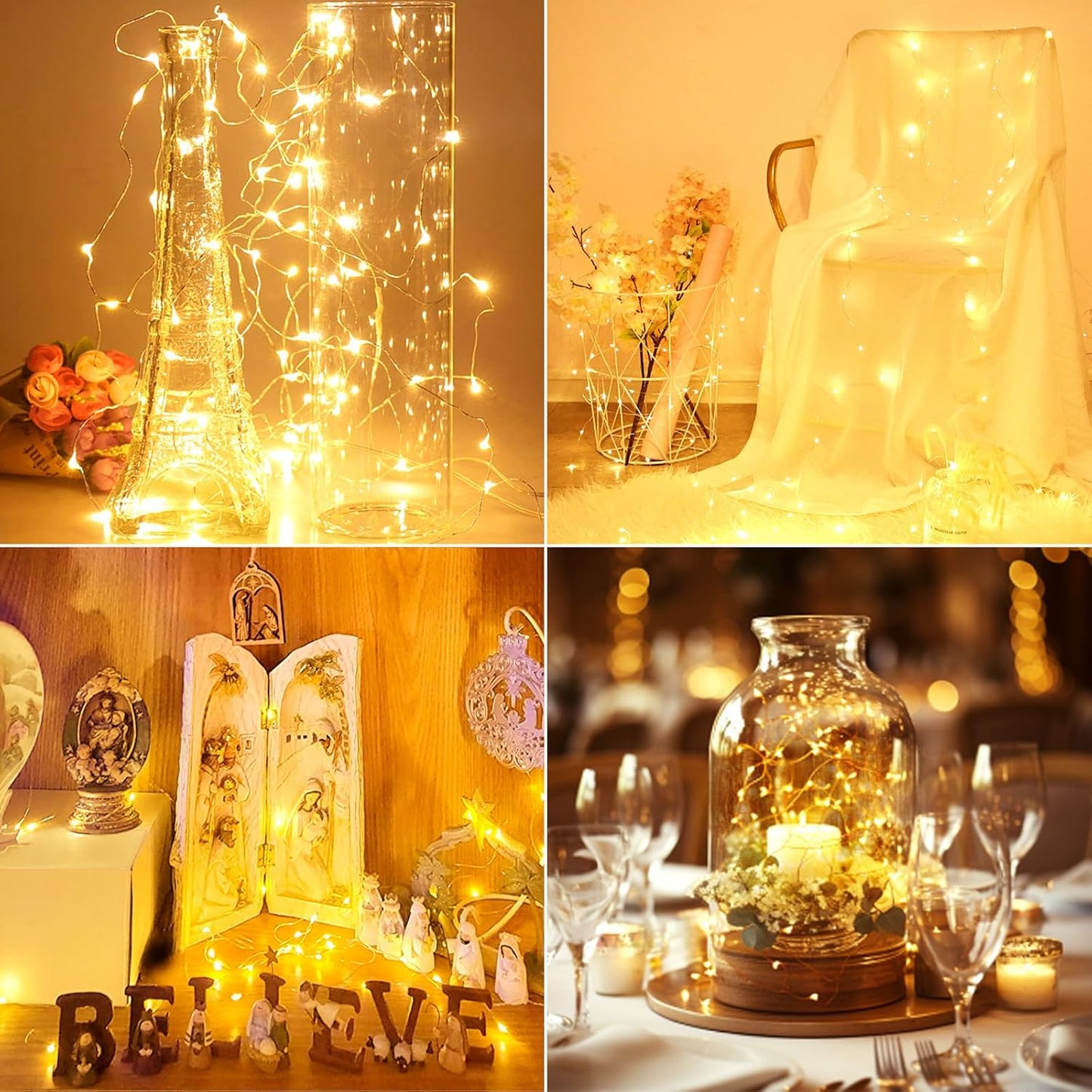 Kolpop 20 Pack LED Fairy Lights - Battery Operated Mini Twinkle String Lights | Waterproof Warm White for Christmas & Parties