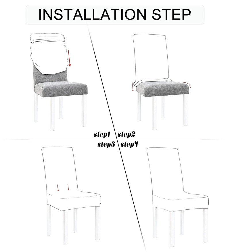 Obstal Black Stretch Spandex Dining Room Chair Covers ?Set of 4 Universal Removable Washable Chair Seat Slipcovers Protector for Kitchen, Ceremony, Wedding, Banquet, Hotel and Party