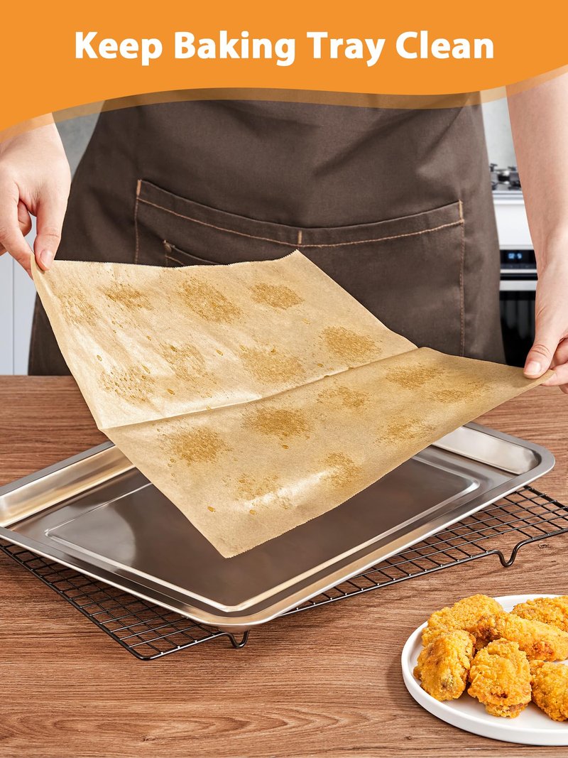 SMARTAKE 200 Pcs Pop-Up Parchment Paper Sheets, 10.7x15 Inch Pre-Cut Parchment Paper for Baking, Non-Stick Greaseproof Baking Paper for Grilling Wrapping Air Frying, Compact Volume, Unbleached