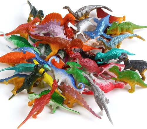 FINGOOO Mini Dinosaur Figures Set - 39 Assorted Vinyl Toys for Dino Party Cake Toppers & Easter Gifts