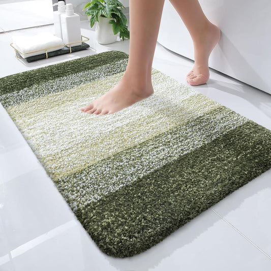 OLANLY Microfiber Bath Rugs - Extra Soft & Absorbent 24x16 Dark Green Mat | Quick Dry & Washable